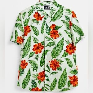 Premium Xpression - Men's Tropical Floral Shirt - White and Green